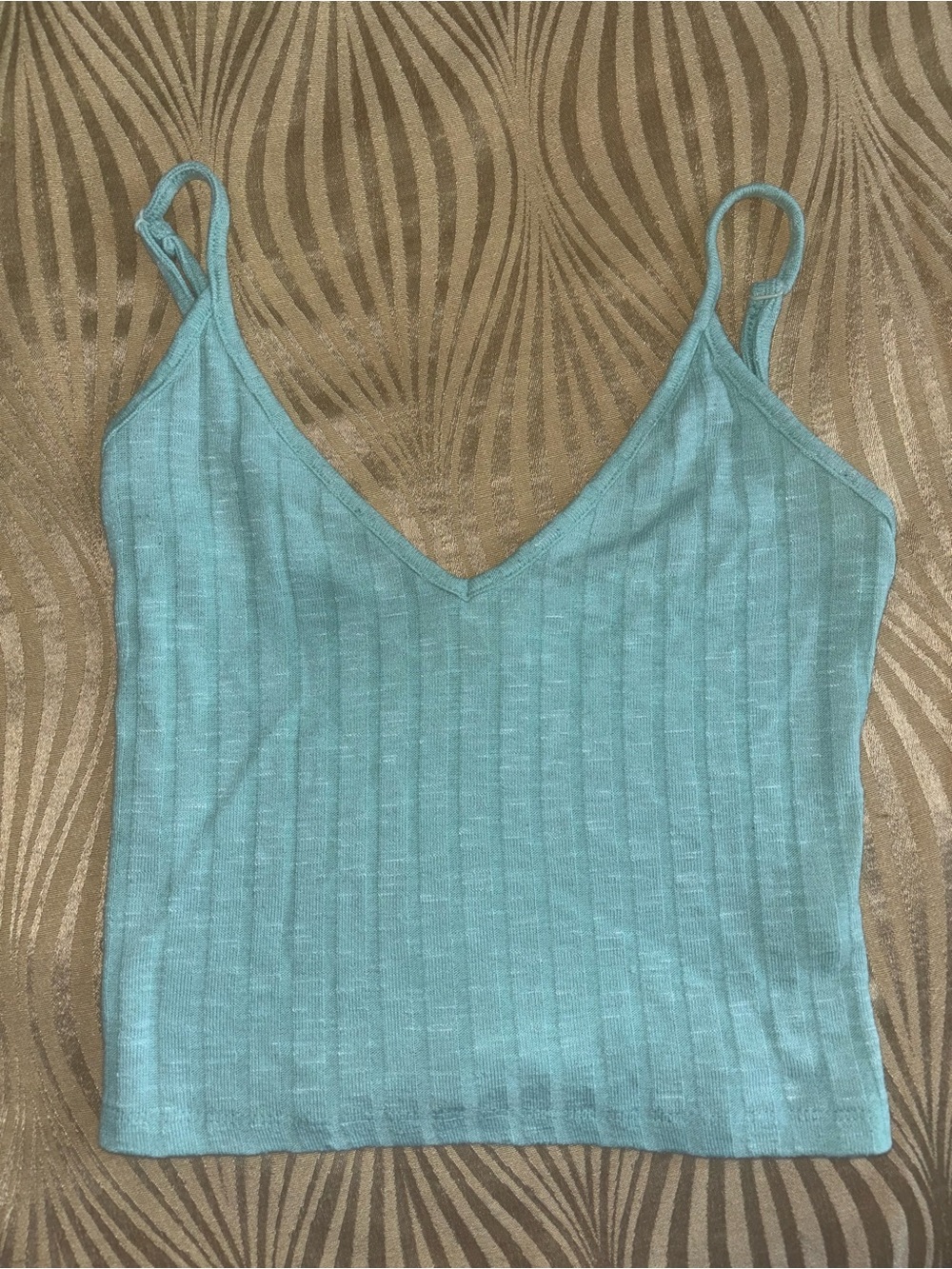 Mint Blue Green Knit Cropped Camisole Spaghetti Strap Tank Top